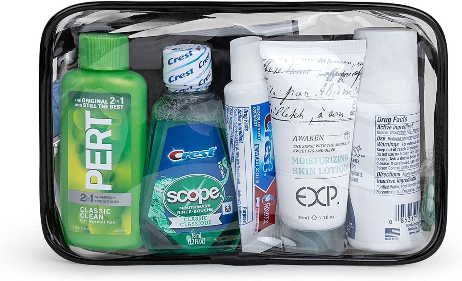 Asom Toiletry Travel Kit, Quality Hygiene Essentials Traveling Toiletries Prefilled Accessories Convenience Set, Tsa Approved Women Carry On Size Clear Toiletry Bag Accessory Kits. - Image 9